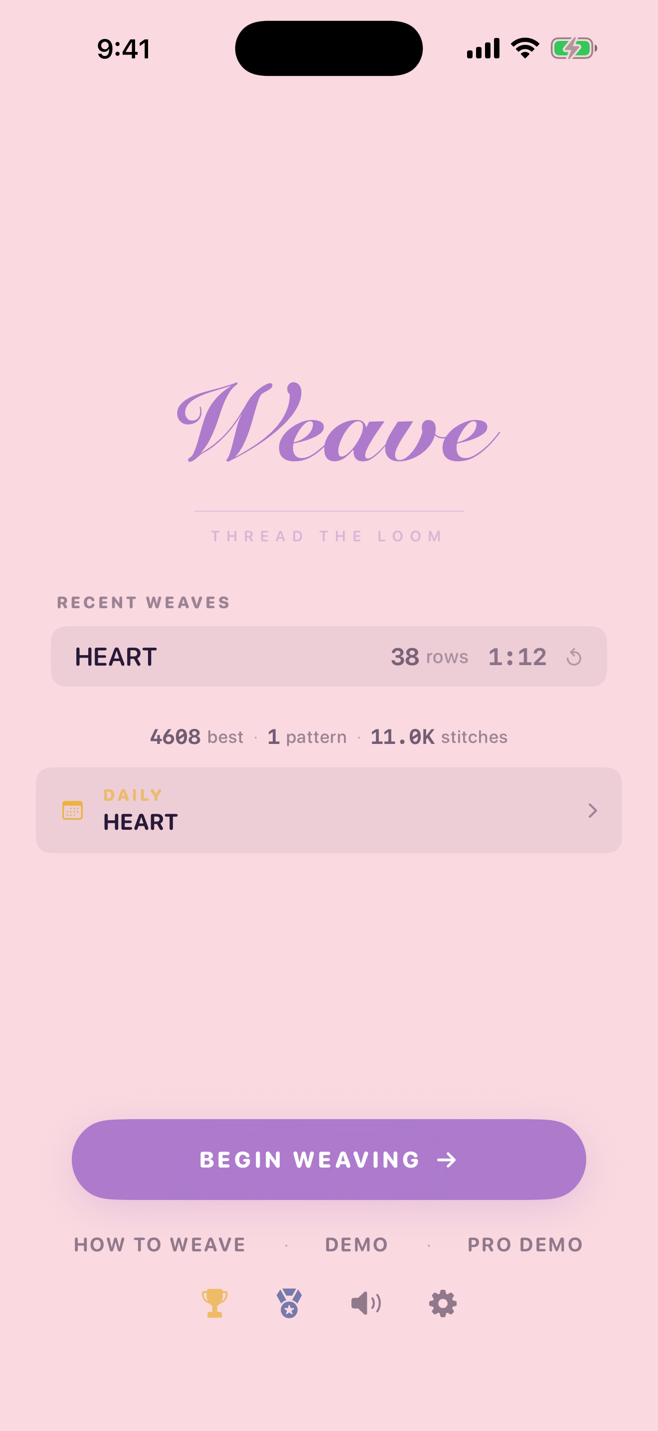 Weave main menu